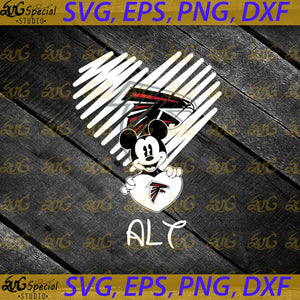 Atlanta Falcons Mickey Mouse Hug Heart San Svg, NFL Svg, Cricut File, Clipart, Football Svg, Heart Svg, Love Svg, Sport Svg, Football Mom Svg