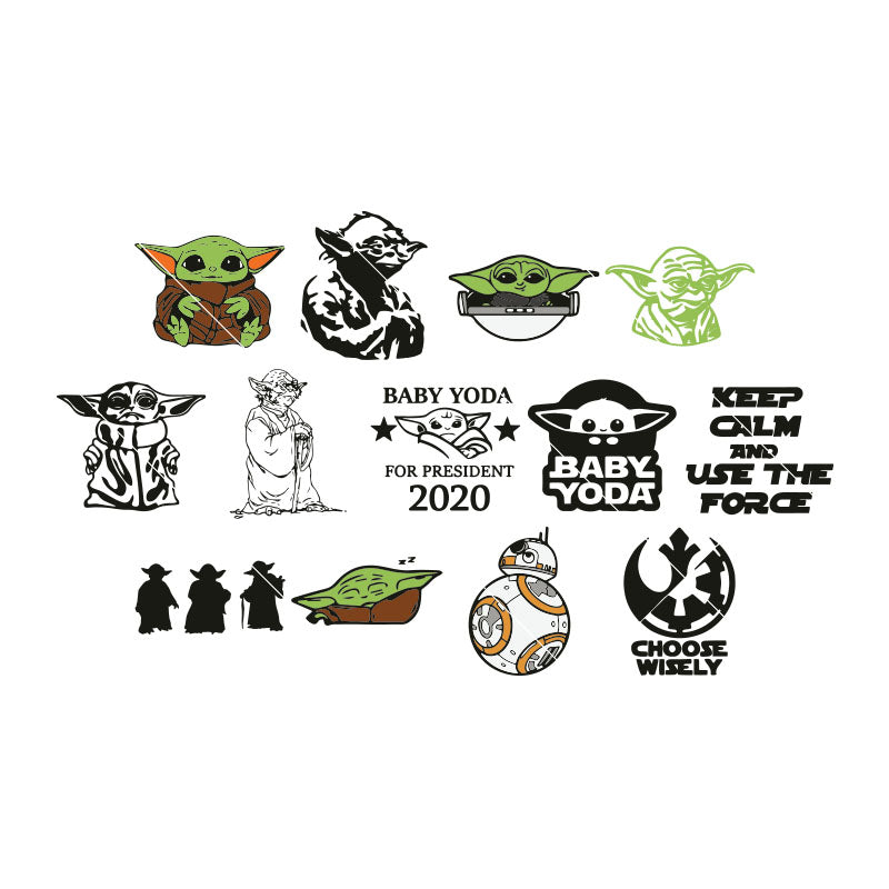 Baby Yoda SVG DXF PNG EPS Bundle - Clipart Baby Yoda SVG