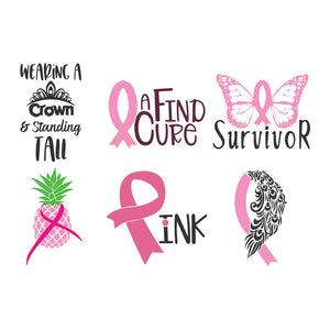 Wearing A Crown Standing Tall Svg, Find A Cure Svg, Pink Svg, Breast Cancer Svg, Awareness svg, Cricut File, Clipart, Bundle, Svg, Png, Eps, Dxf