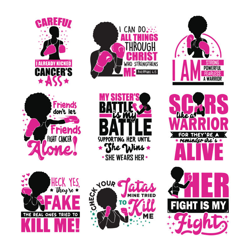 9 Strong Woman Power Cancer Survivor SVG, Her Fight Is My Fight Svg, Breast Cancer Svg, Awareness Svg, Cricut File, Clipart, Bundle, Svg, Png, Eps, Dxf