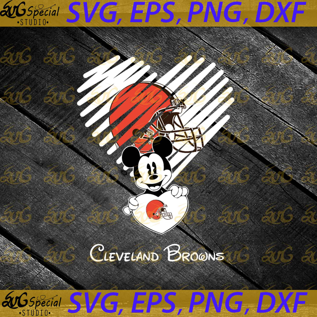 Cleveland Browns Mickey Mouse Hug Heart San Svg, NFL Svg, Cricut File, Clipart, Football Svg, Heart Svg, Love Svg, Sport Svg, Football Mom Svg