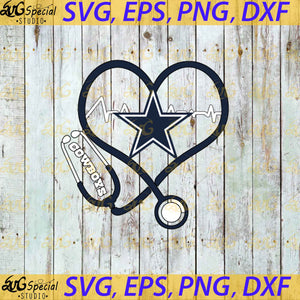 Dallas Cowboys Nurse Love Svg, New Orleans Saints Svg, NFL Svg, Football Svg, Cricut File, Clipart, Love Saints Svg, Png, Eps, Dxf
