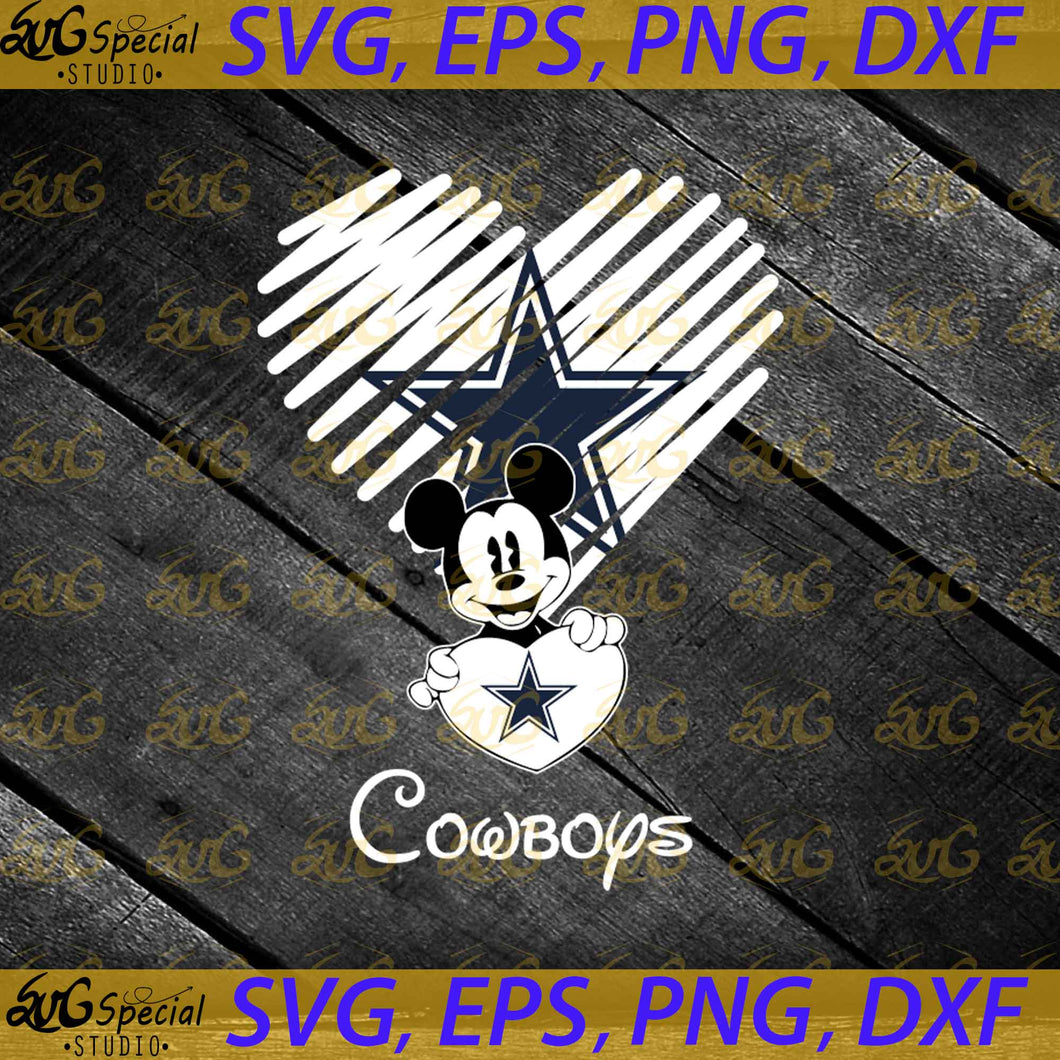 Dallas Cowboys Mickey Mouse Hug Heart San Svg, NFL Svg, Cricut File, Clipart, Football Svg, Heart Svg, Love Svg, Sport Svg, Football Mom Svg