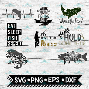 Fishing Svg Bundle, Father's Day Fishing Cut File, Angling Fisherman Svg, I'd Rather Be Fishing, Eat Sleep Fish Repeat svg, Fishing Clipart
