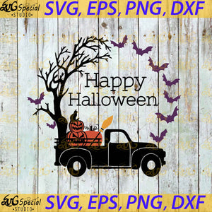 Happy Halloween Svg Cut File, Halloween Truck Svg, Halloween Svg, Pumpkin Svg