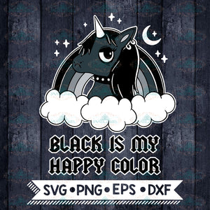 Black Is My Happy Color Svg, Cricut File, Silhouette Cameo, Black Horse Svg
