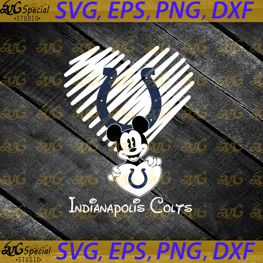 Indianapolis Colts Mickey Mouse Hug Heart San Svg, NFL Svg, Cricut File, Clipart, Football Svg, Heart Svg, Love Svg, Sport Svg, Football Mom Svg