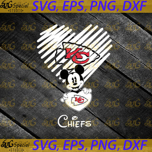 Kansas City Chiefs Mickey Mouse Hug Heart San Svg, NFL Svg, Cricut File, Clipart, Football Svg, Heart Svg, Love Svg, Sport Svg, Football Mom Svg