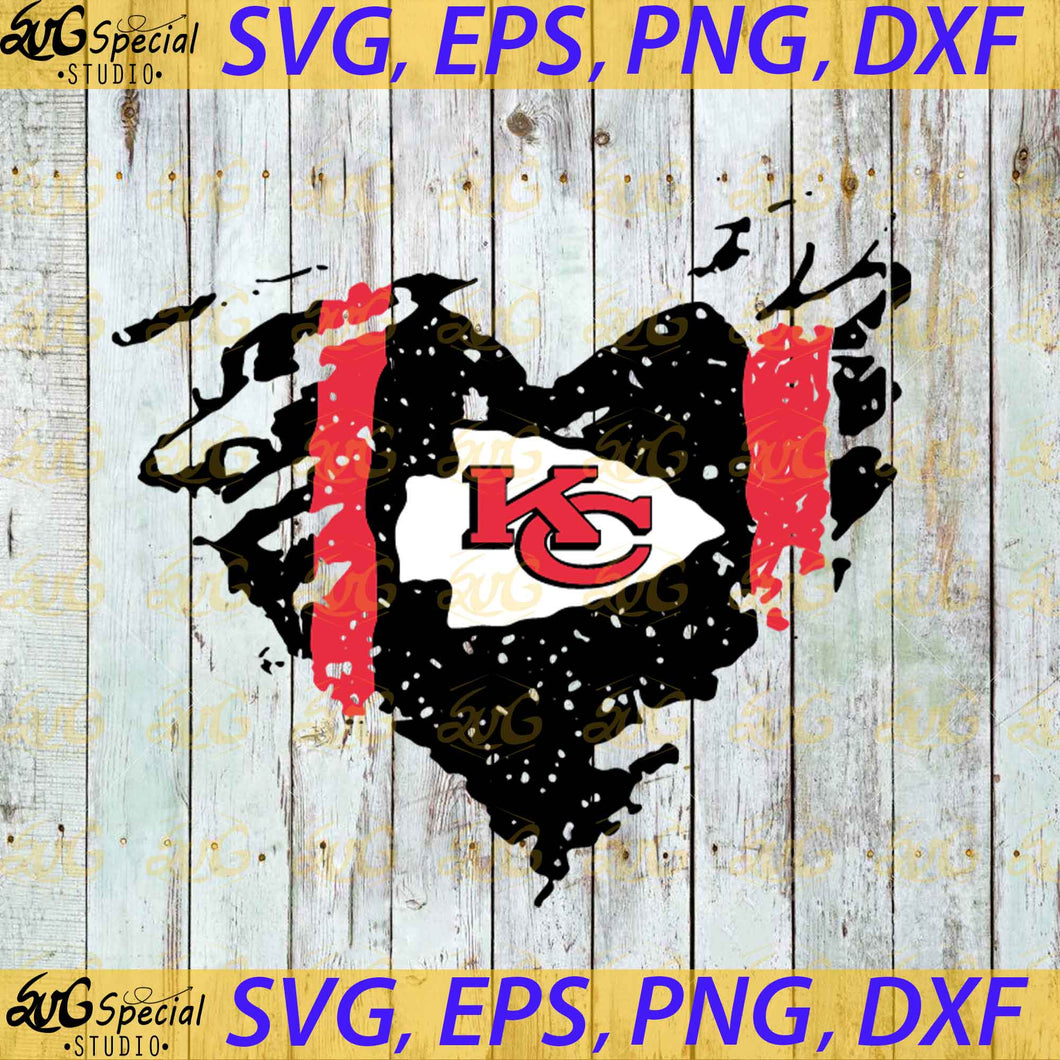 Kansas City Chiefs Heart Svg, Cricut File, Football Mom Svg, Football Svg, Sport Svg, NFL Svg, Clipart, Love Football Svg, Png, Eps, Dxf