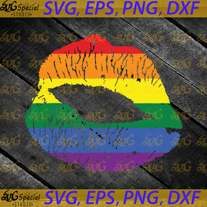 LGBT Rainbow Kiss, Sexy Lips Svg, Cricut File, Pride Svg, Png, Eps, Dxf