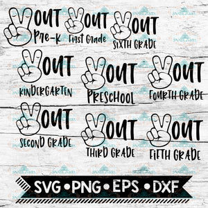 Last Day of School Svg Bundle, End of School Svg, Peace Out School, Pre-K, Kindergarten, First Grade Svg - svg png dxf eps