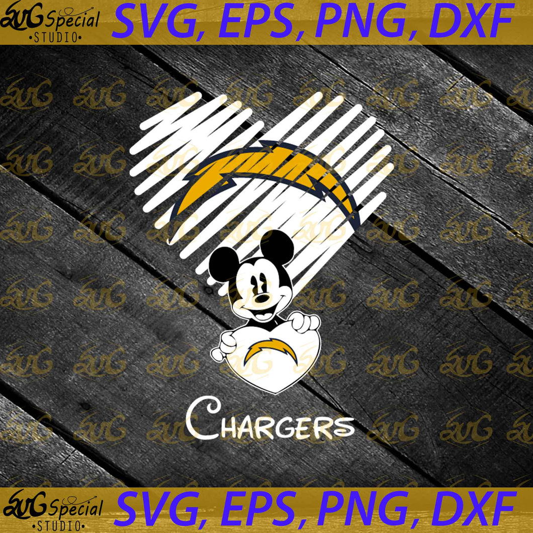 Los Angeles Chargers Mickey Mouse Hug Heart San Svg, NFL Svg, Cricut File, Clipart, Football Svg, Heart Svg, Love Svg, Sport Svg, Football Mom Svg