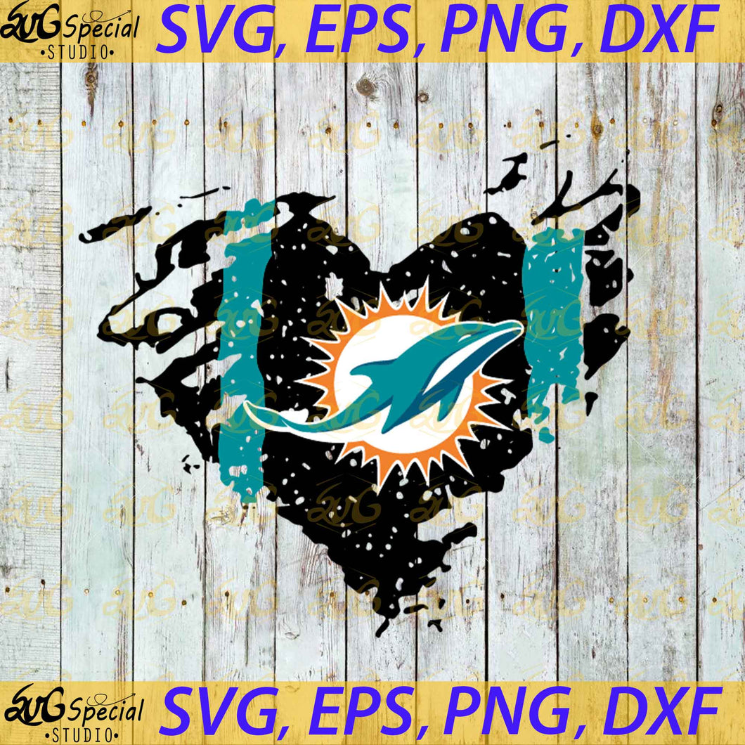 Miami Dolphins Heart Svg, Cricut File, Football Mom Svg, Football Svg, Sport Svg, NFL Svg, Clipart, Love Football Svg, Png, Eps, Dxf