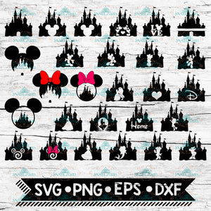 Mickey Mouse SVG, Mickey SVG, Minnie Mouse SVG, Minnie Svg, Castle Svg File
