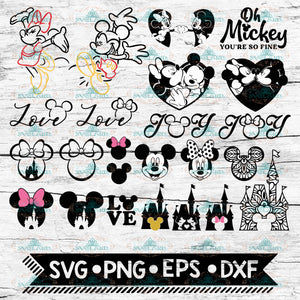 Mickey Mouse SVG, Minnie Mouse SVG, Mickey Head, Mickey Love, Mickey Joy
