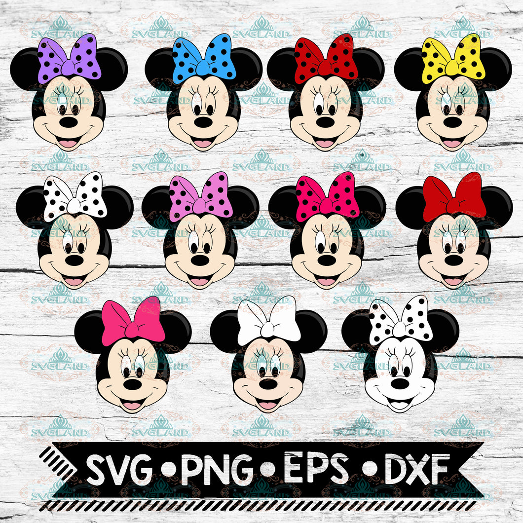Minnie Mouse SVG Head, Minnie SVG Head, Minnie Mouse Head SVG File,