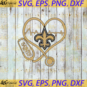 Heartbeat New Orleans Saints Nurse Love Svg, New Orleans Saints Svg, NFL Svg, Football Svg, Cricut File, Clipart, Love Saints Svg, Png, Eps, Dxf