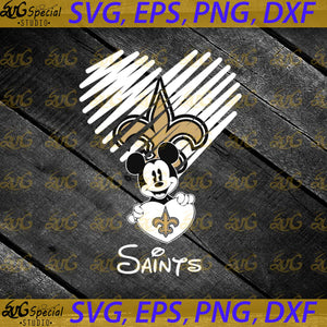 New Orleans Saints Mickey Mouse Hug Heart San Svg, NFL Svg, Cricut File, Clipart, Football Svg, Heart Svg, Love Svg, Sport Svg, Football Mom Svg