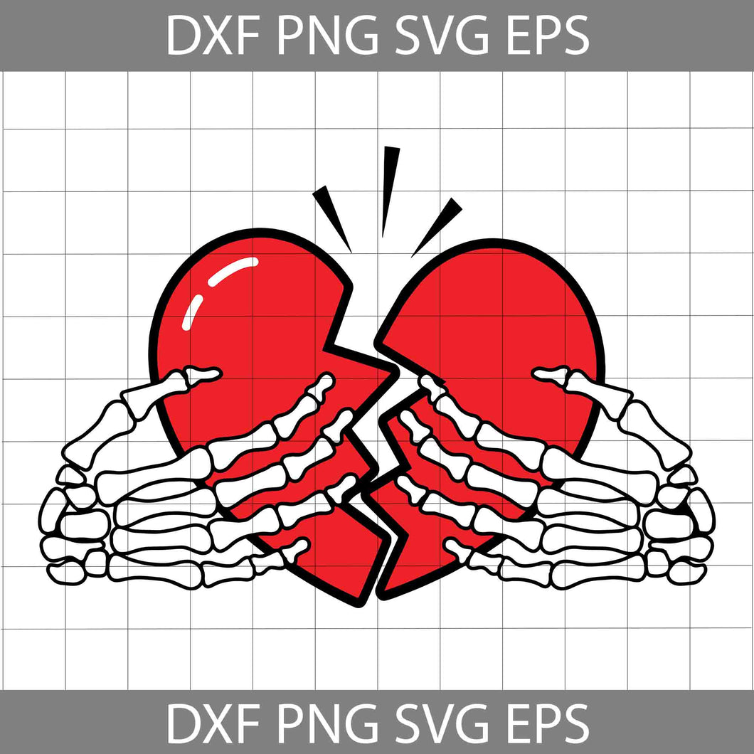 Broken Heart With Skeleton Hands svg, Valentine's day Svg, Cricut File, Clipart, Svg, Png, Eps, Dxf