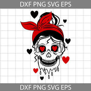 Melting Messy Bun Skull svg, Dripping Messy Bun Skull svg, Valentine's day Svg, Cricut File, Clipart, Svg, Png, Eps, Dxf