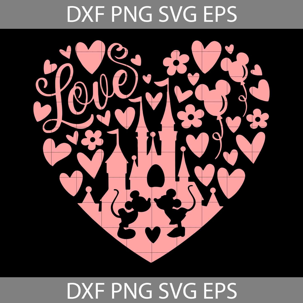 Love Castle Heart Svg, Castle Svg, Valentine's day svg, Cricut File, Clipart, Svg, Png, Eps, Dxf