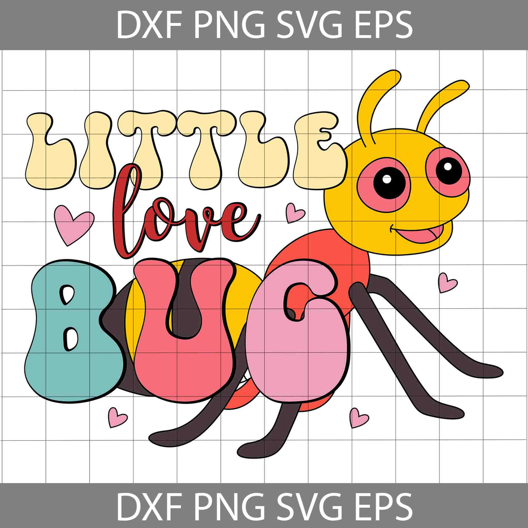 Little Love Bug Svg, Bee Valentine Svg, Love Svg, Valentine's Day Svg, Cricut File, Clipart, Svg, Png, Eps, Dxf