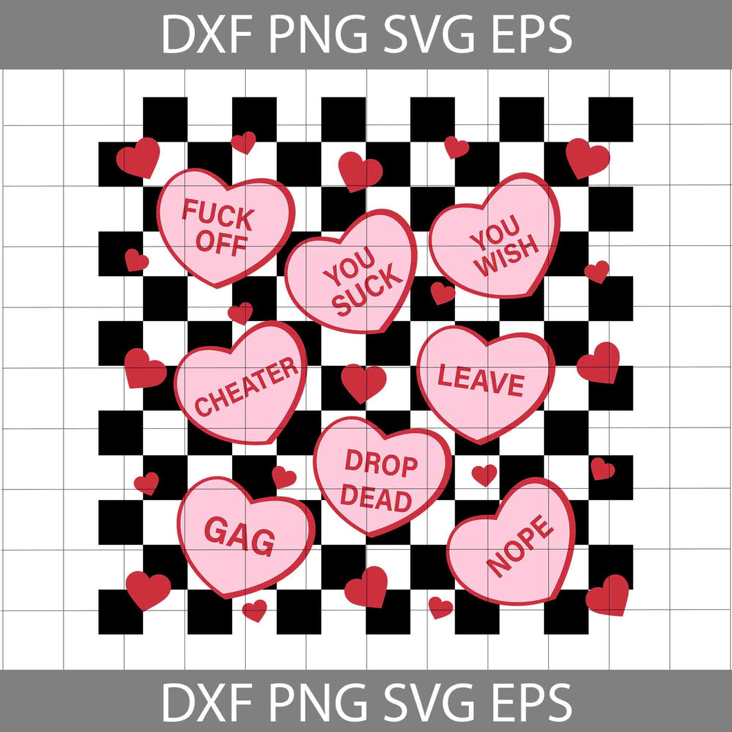 Conversation Hearts Svg, Checkered Svg, Magical Heart Svg, Love Svg, Heart Svg, Valentine's Day Svg, Cricut File, Clipart, Svg, Png, Eps, Dxf