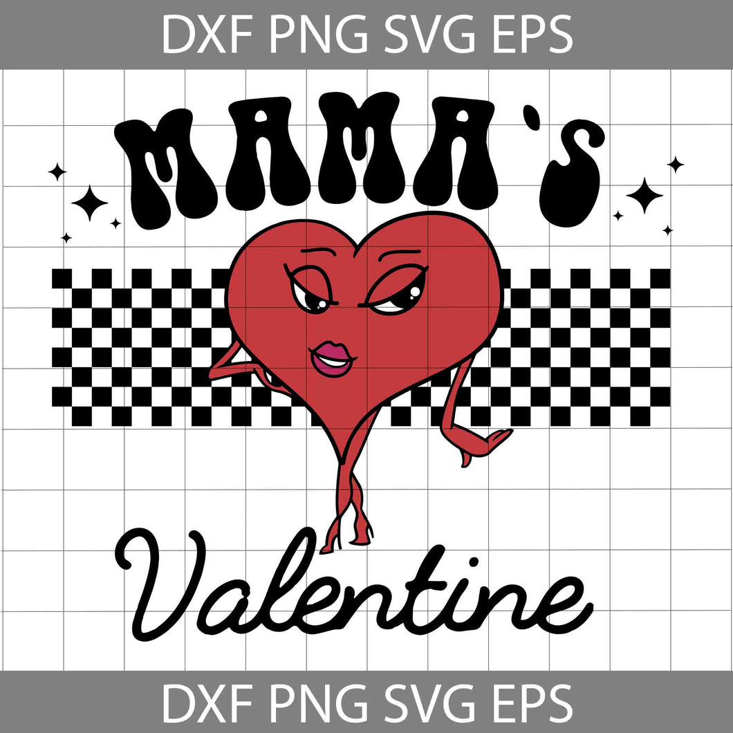 Mama’s Valentine Svg, Retro Heart Svg, Valentine's Day Svg, Cricut File, Clipart, Svg, Png, Eps, Dxf