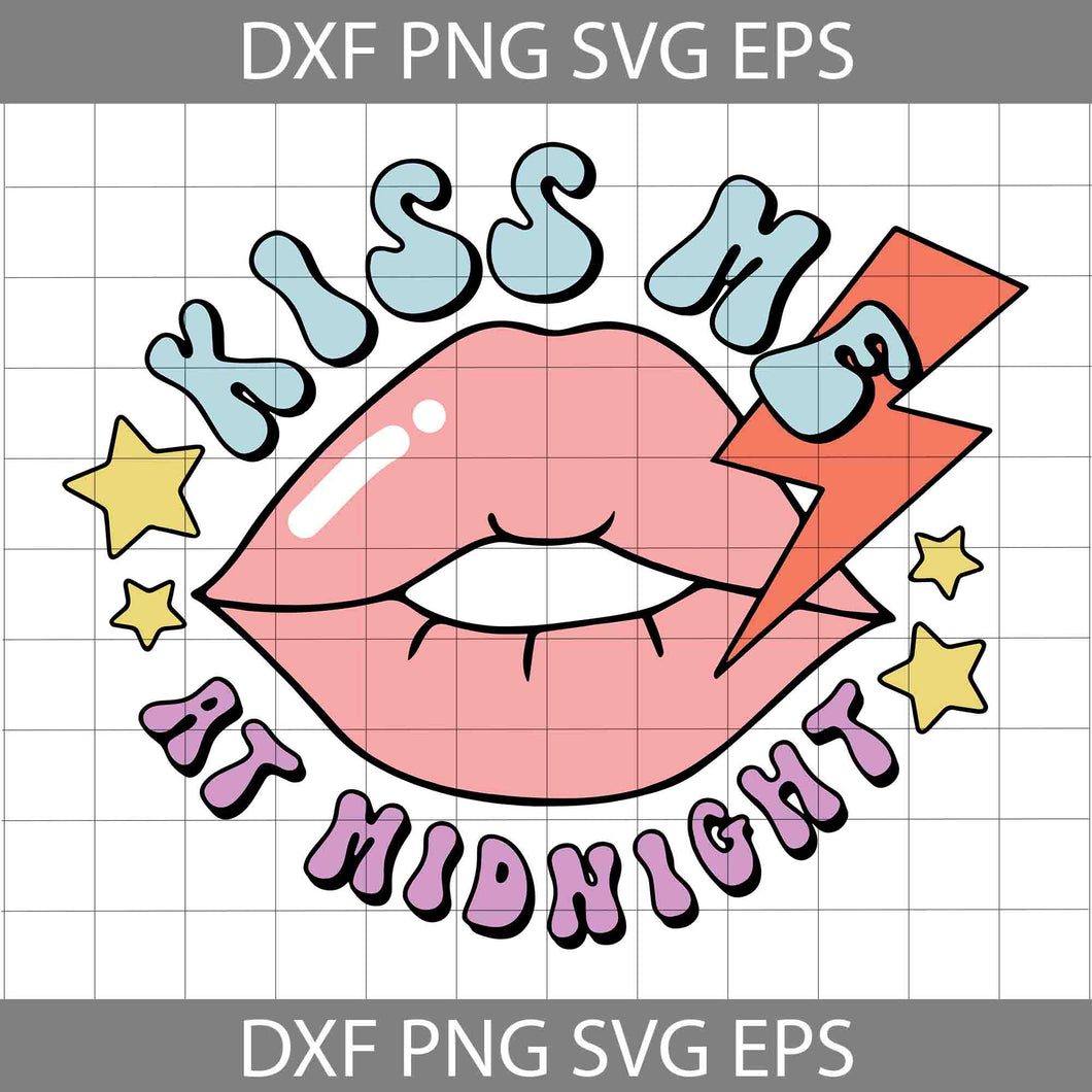 Kiss Me At Midnight Svg, Lips Svg, Valentine's Day Svg, Cricut File, Clipart, Svg, Png, Eps, Dxf