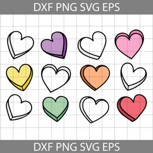 Heart Candy Svg, Conversation Hearts Svg, Valentine's Day Svg, Cricut File, Clipart, Svg, Png, Eps, Dxf