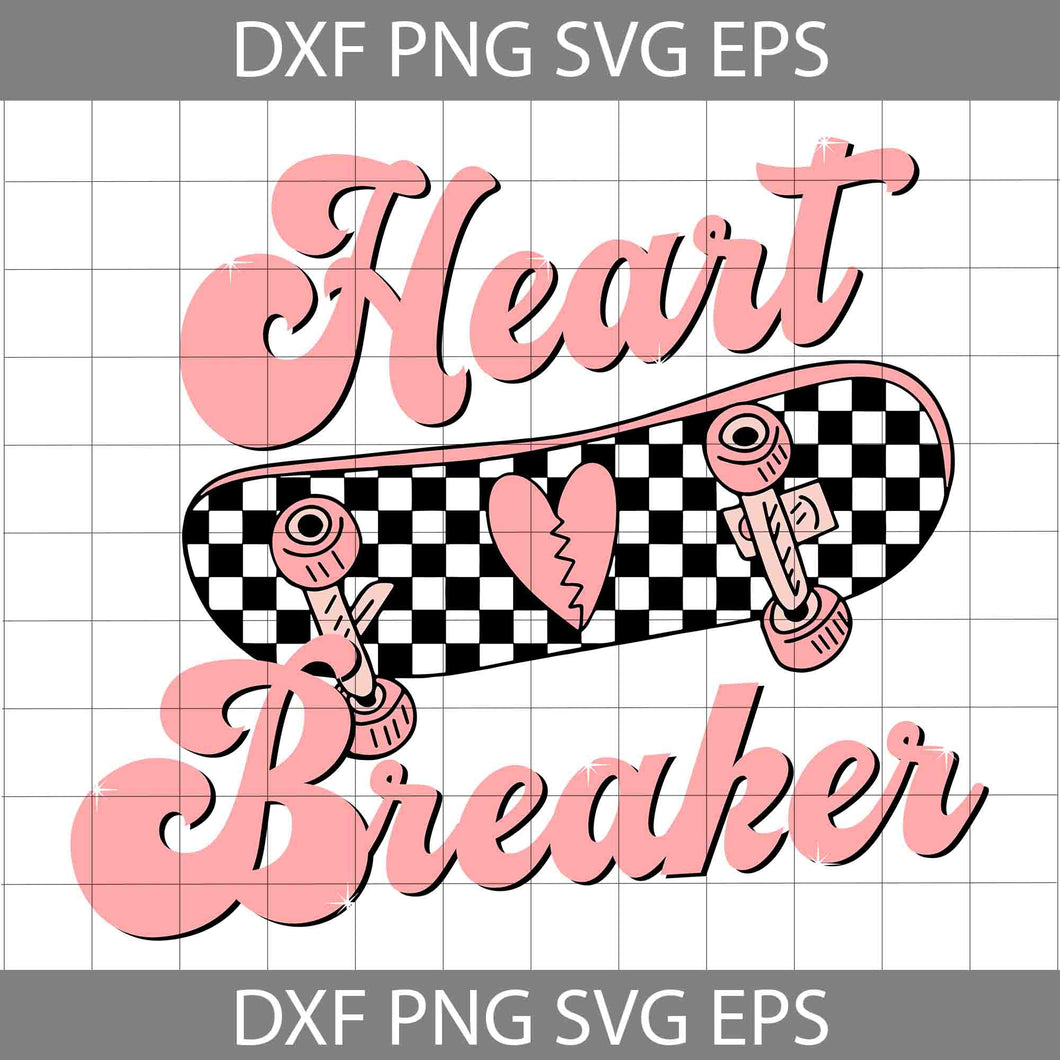 Heart Breaker Svg, Skateboard Svg, Valentine's Day Svg, Cricut File, Clipart, Svg, Png, Eps, Dxf