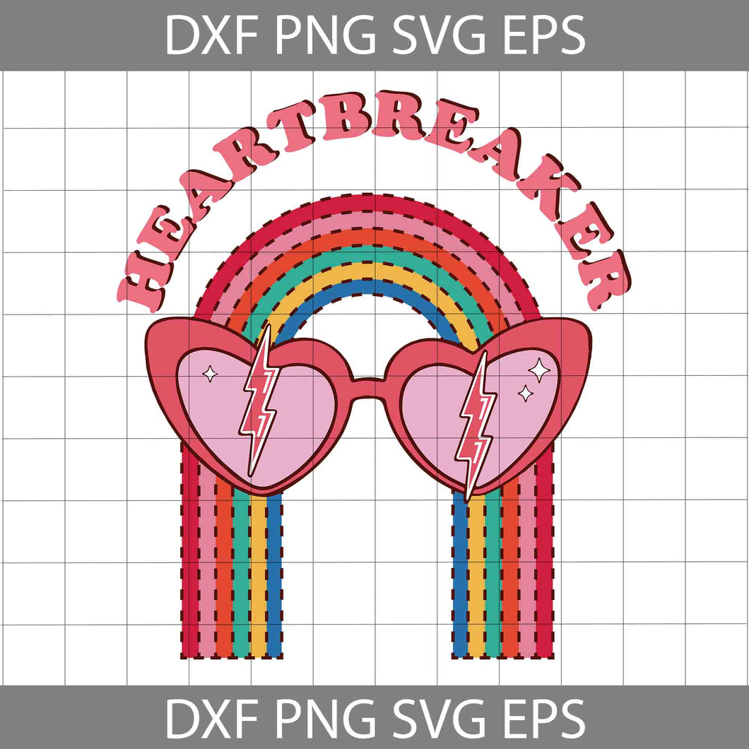 Heartbreaker Svg, Rainbow Sunglasses Heart Svg, Valentine's Day Svg, Cricut File, Clipart, Svg, Png, Eps, Dxf