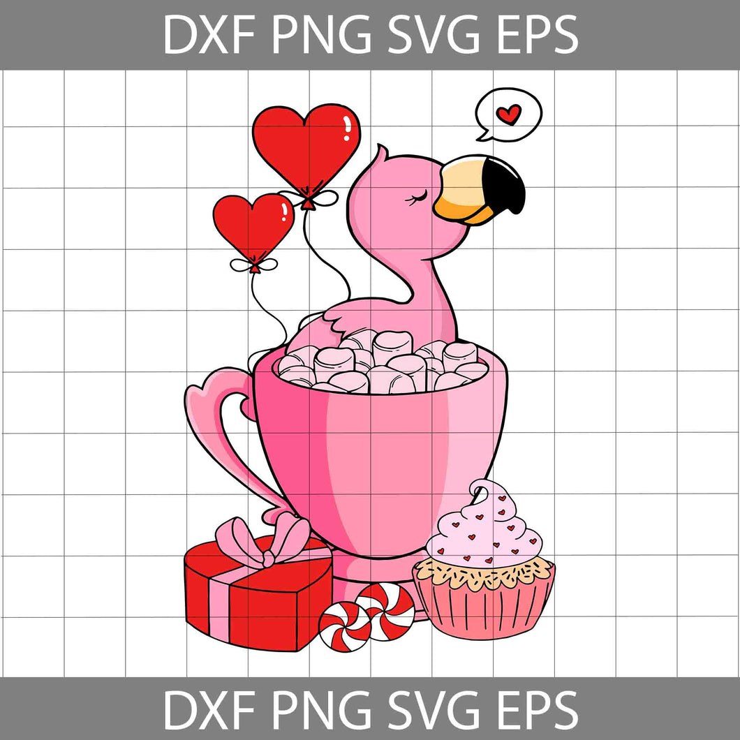 Flamingo In A Cup Valentine's Day Svg, Flamingo Lover Svg, Valentine's Day Svg, Cricut File, Clipart, Svg, Png, Eps, Dxf