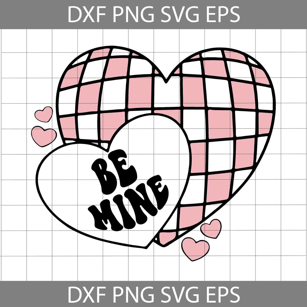 Be Mine Svg, Retro Valentine Heart Svg, Valentine's Day Svg, Cricut File, Clipart, Svg, Png, Eps, Dxf