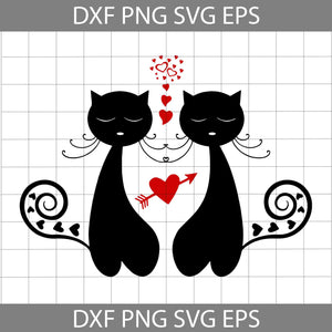 Love Cat Svg, Valentine Cat Svg, Cat Couple Svg, Valentine's Day Svg, Cricut File, Clipart, svg, png, eps, dxf