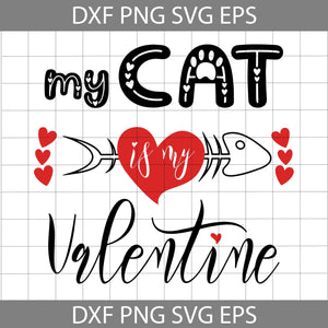 My Cat Love Fish Valentine Svg, Fish Bone Svg, Valentine Cats Svg, Valentine's Day Svg, Cricut File, Clipart, svg, png, eps, dxf