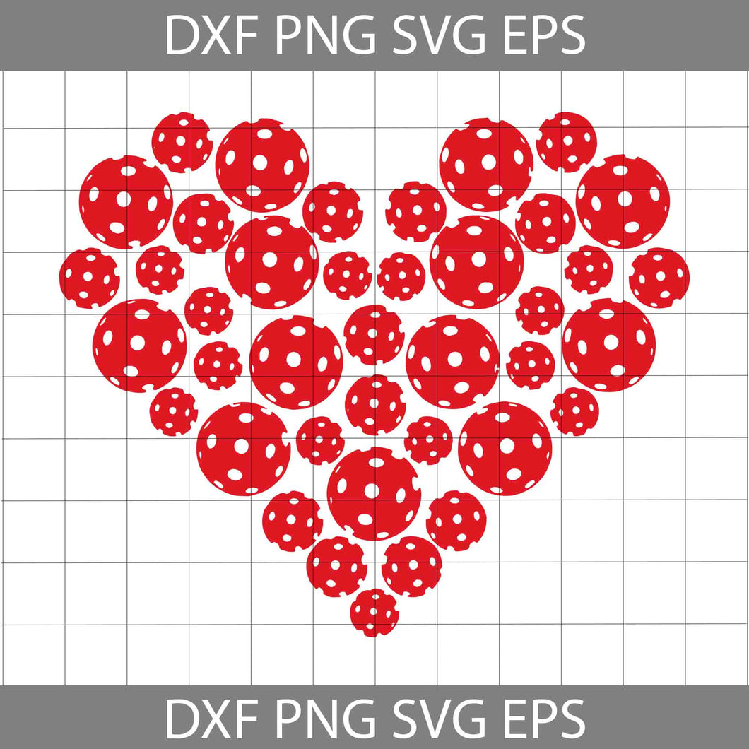 Pickleball Love Heart Svg, Valentine's Day Svg, Cricut File, Clipart, Svg, Png, Eps, Dxf