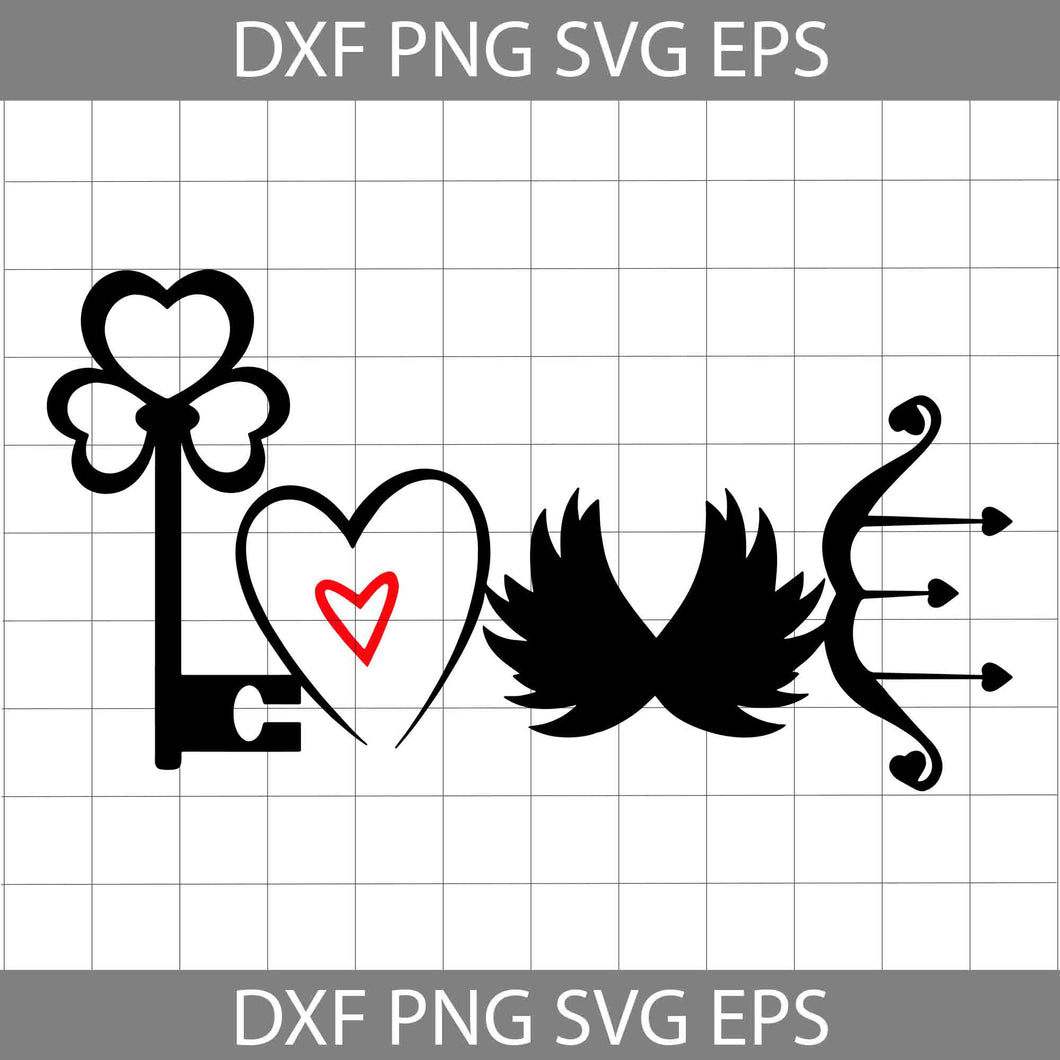 Love Svg, Valentine Svg, Valentine's Day Svg, Cupid Wings Svg, Cricut File, Clipart, Svg, Png, Eps, Dxf