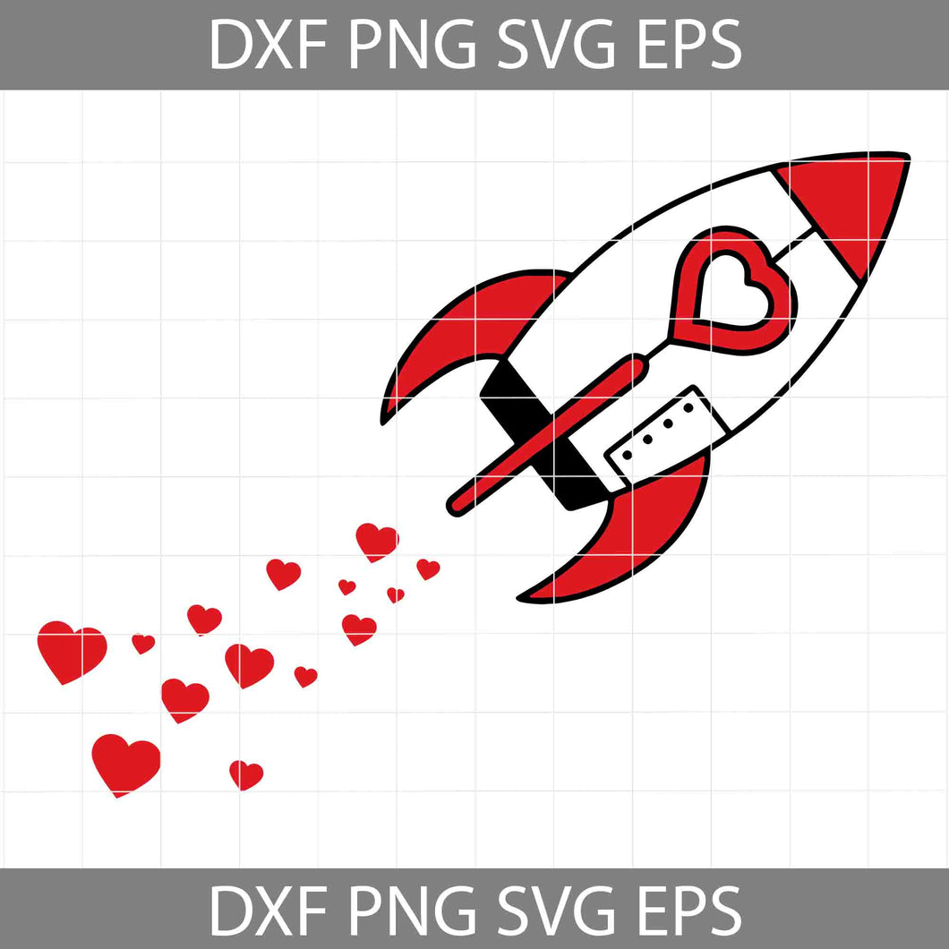 Love Rocket Svg, Cute Spaceship Svg, Love Svg, Valentine's Day svg, Cricut File, Clipart, Svg, Png, Eps, Dxf