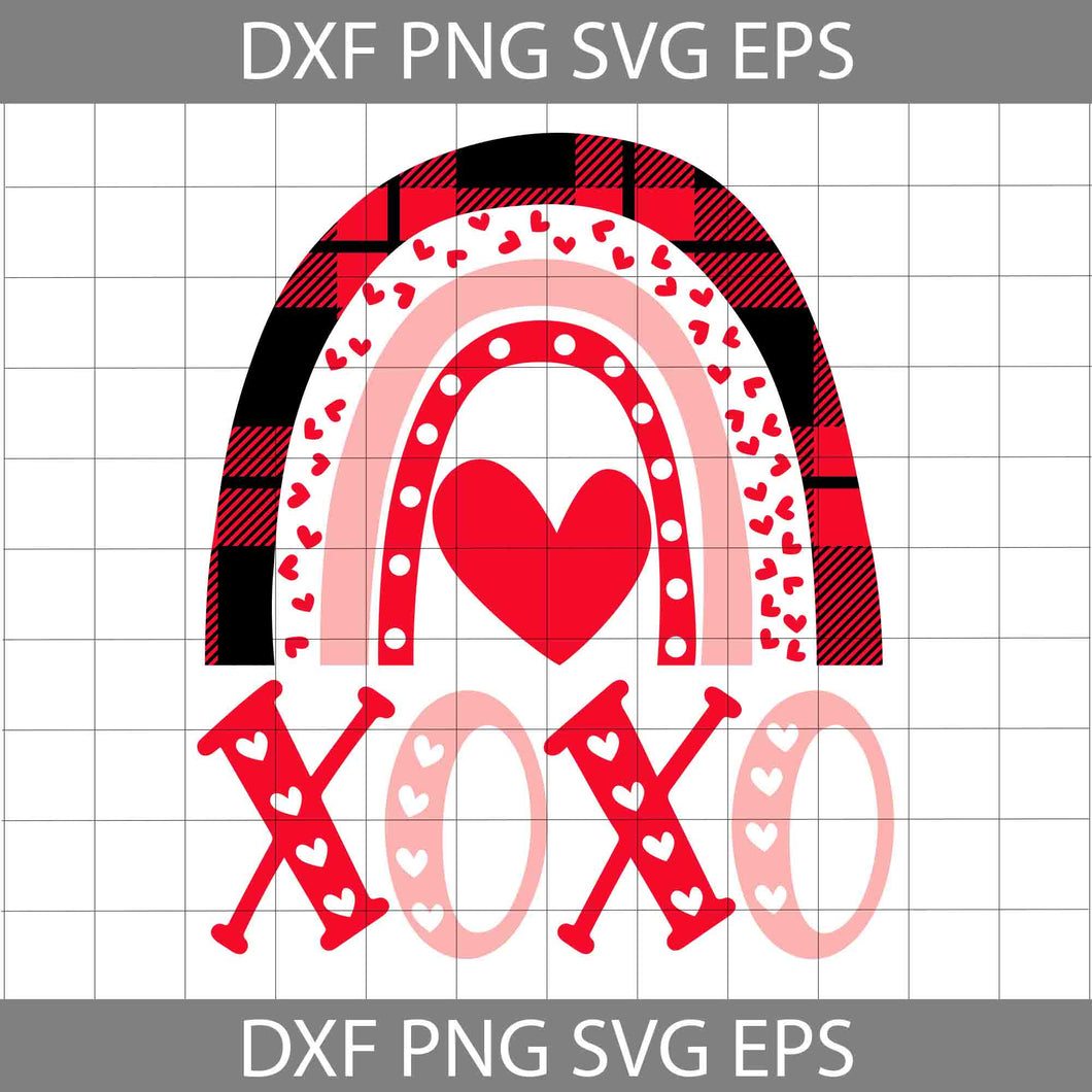 Rainbow Xoxo Svg, Heart Svg, Valentine's Day svg, Cricut File, Clipart, Svg, Png, Eps, Dxf