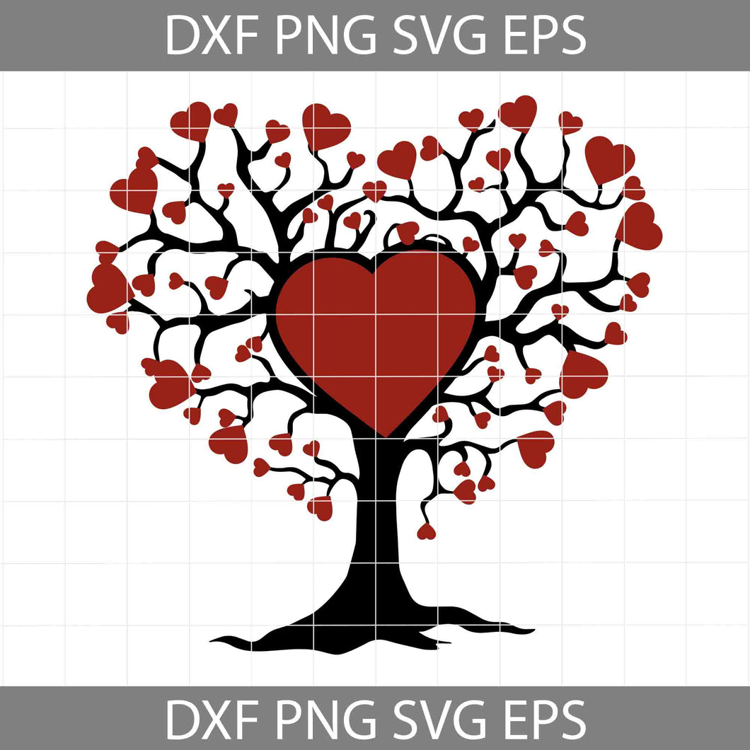 Tree Of Life With Hearts Svg, Hearts Svg, Valentine's Day svg, Cricut File, Clipart, Svg, Png, Eps, Dxf