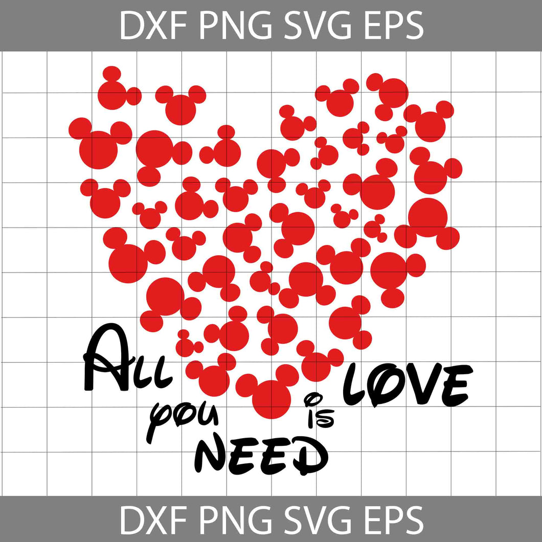 All You Need Is Love Svg, Heart Svg,  Valentine's Day svg, Gift Svg, Cricut File, Clipart, Svg, Png, Eps, Dxf