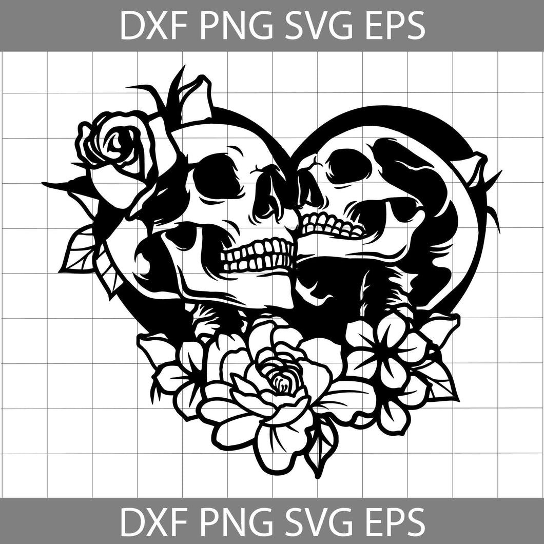 Skull Lovers Svg, Skeleton Svg, Skull Lover Kiss Svg, Valentine's Day svg, Gift Svg, Cricut File, Clipart, Svg, Png, Eps, Dxf