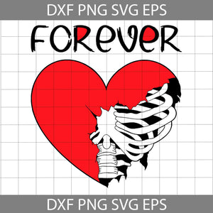 Skeleton Heart Forever Over Svg, Skeleton Heart Svg, Valentine's Day svg, Gift Svg, Cricut File, Clipart, Svg, Png, Eps, Dxf