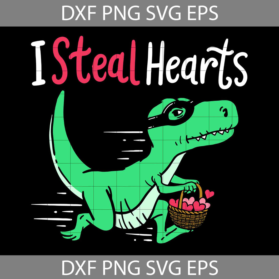 I Steal Hearts Svg, Dinosaur Svg, Valentine's day Svg, Gift Svg, Cricut File, Clipart, Svg, Png, Eps, Dxf