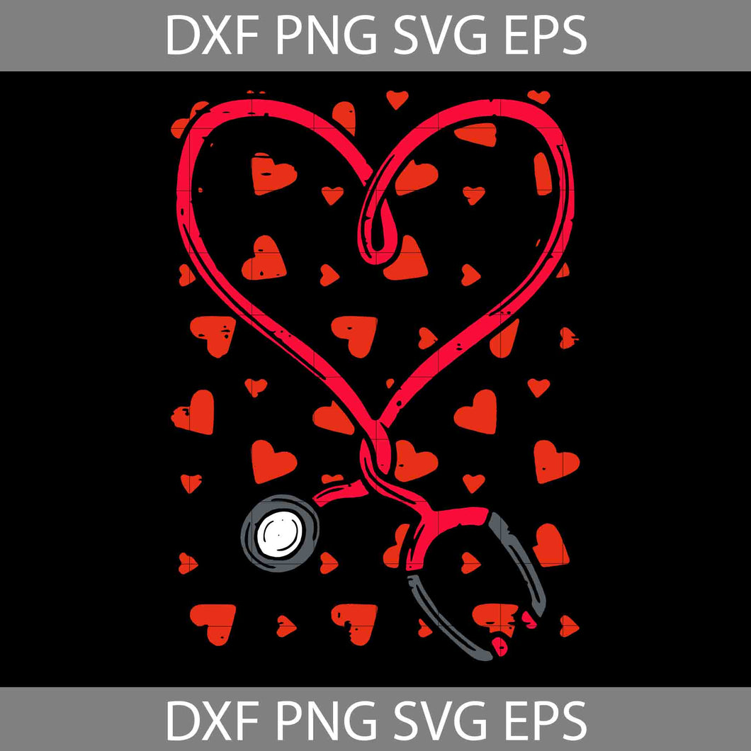 Heart Stethoscope Svg, Cute Love Nursing Svg, Valentine's day Svg, Gift Svg, Cricut File, Clipart, Svg, Png, Eps, Dxf