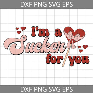 I'm A Sucker For You svg, Retro Valentine Svg, Heart Lollipop Svg, Valentine's day Svg, Gift Svg, Cricut File, Clipart, Svg, Png, Eps, Dxf