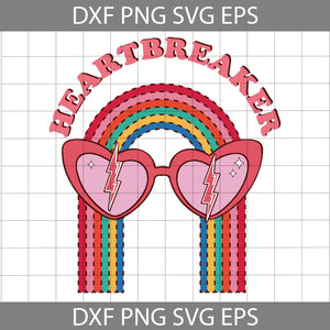 Heartbreaker Valentine Svg, Valentine Rainbow Sunglasses Heart svg, Valentine's Day Svg, Cricut File, Clipart, Svg, Png, Eps, Dxf