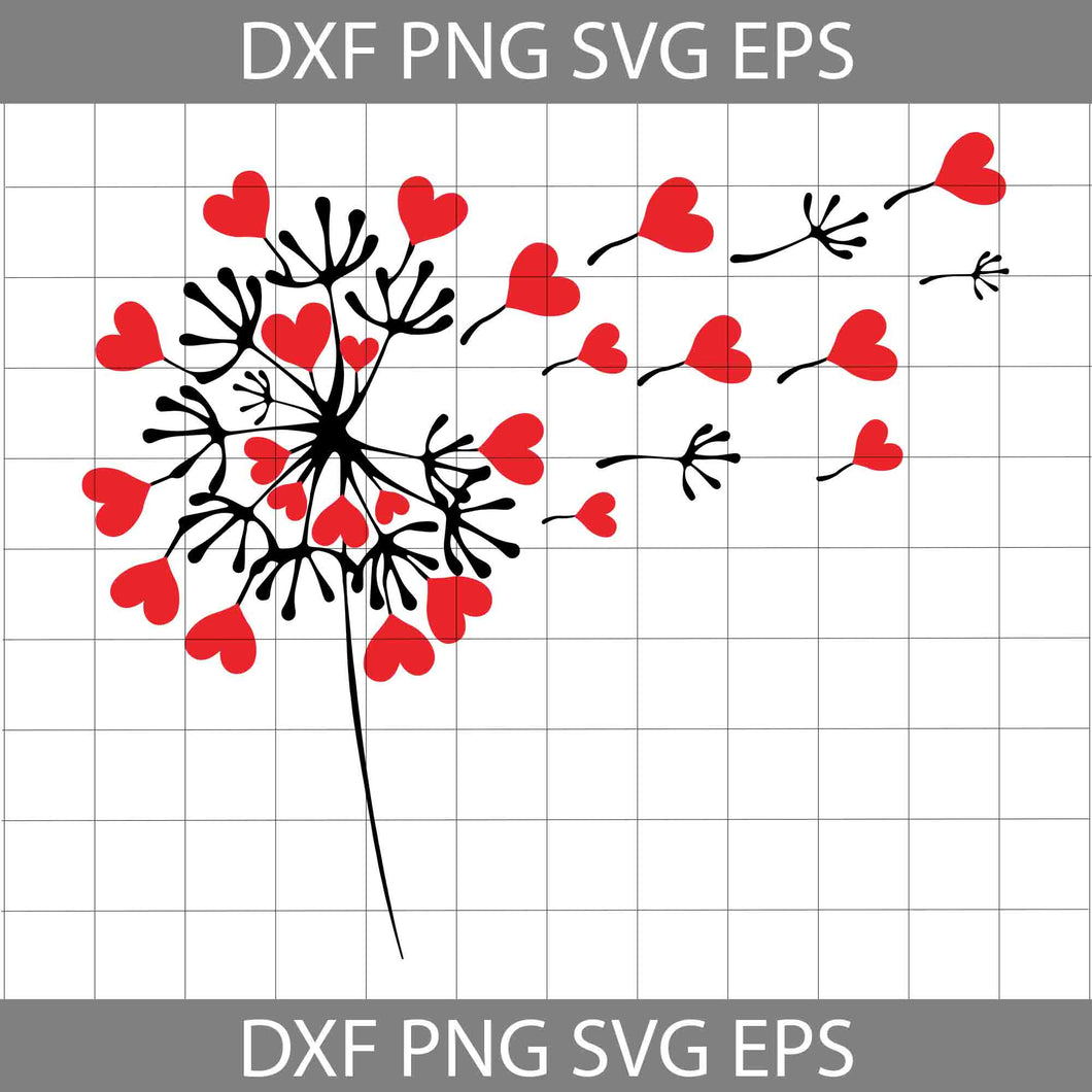 Dandelion Heart Svg, Valentine's Day Svg, Gift Svg, Cricut File, Clipart, Svg, Png, Eps, Dxf