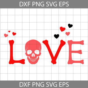 Love Skull Svg, Hearts Svg, Valentine’s Day Svg, Gift Svg, Cricut File, Clipart, Svg, Png, Eps, Dxf